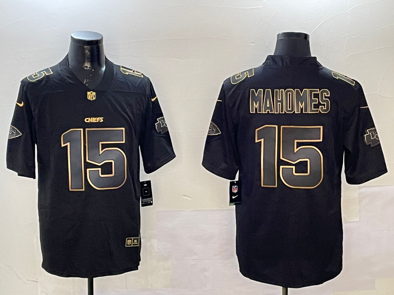 Men Kansas City Chiefs 15 Mahomes black Rainbow 2025 Nike Limited NFL Jersey style 8